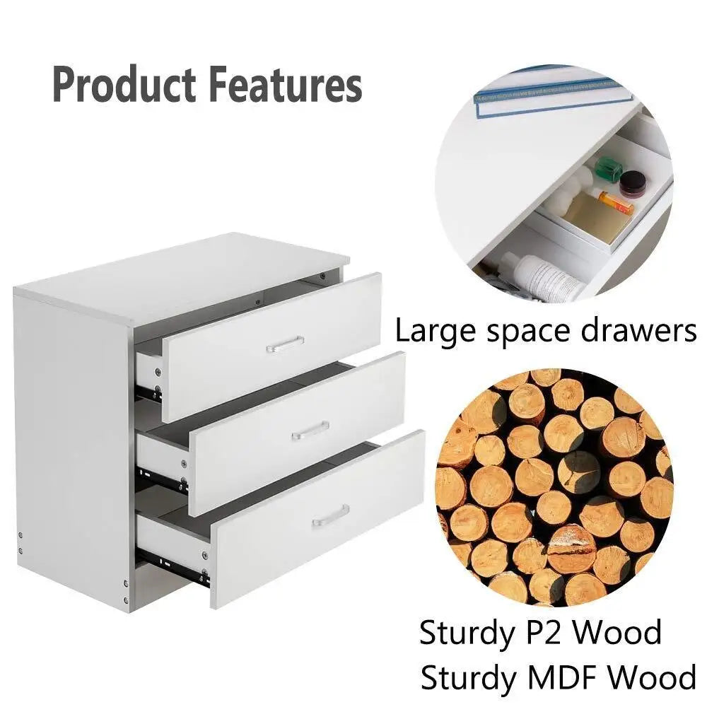 3-Drawer Bedroom Storage Organizer Chest
