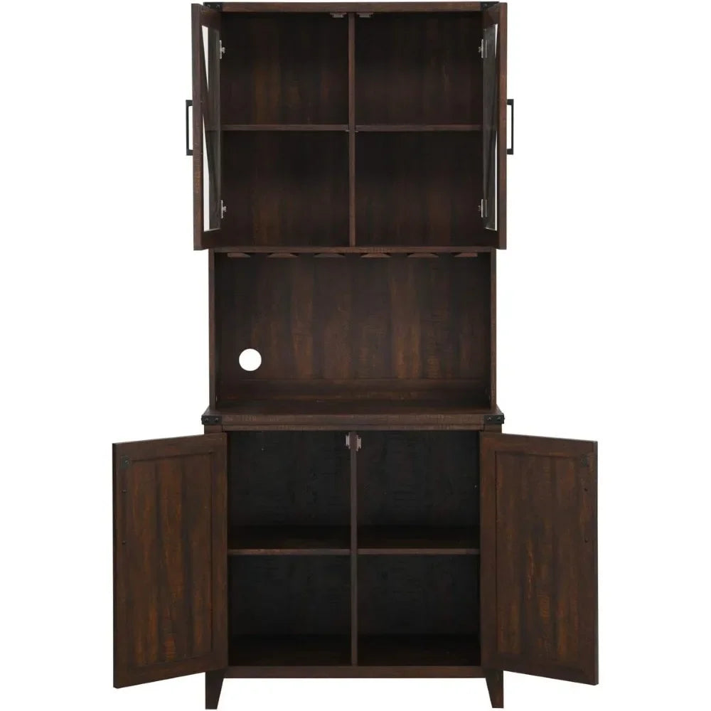 Mahogany Bar Cabinet with Glass Storage