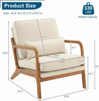 Thumbnail for Mid-Century Linen Accent Lounge Chair