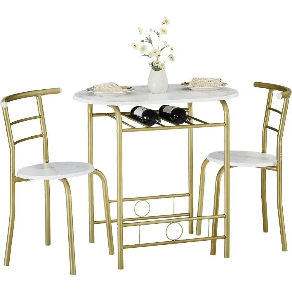 3-Piece Round Dining Table Set